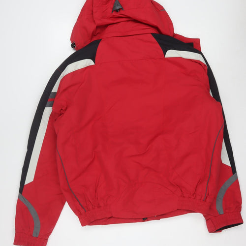 Brugi Men's Red Waterproof Ski Jacket Hooded Size 40 Regular Fit