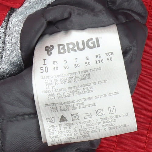 Brugi Men's Red Waterproof Ski Jacket Hooded Size 40 Regular Fit