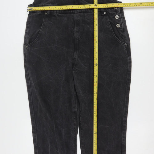 Boohoo Women’s Black Denim Dungaree Jumpsuit UK 14 Regular Fit
