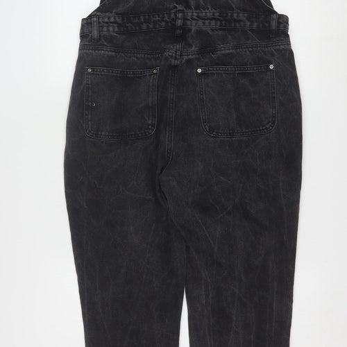 Boohoo Women’s Black Denim Dungaree Jumpsuit UK 14 Regular Fit