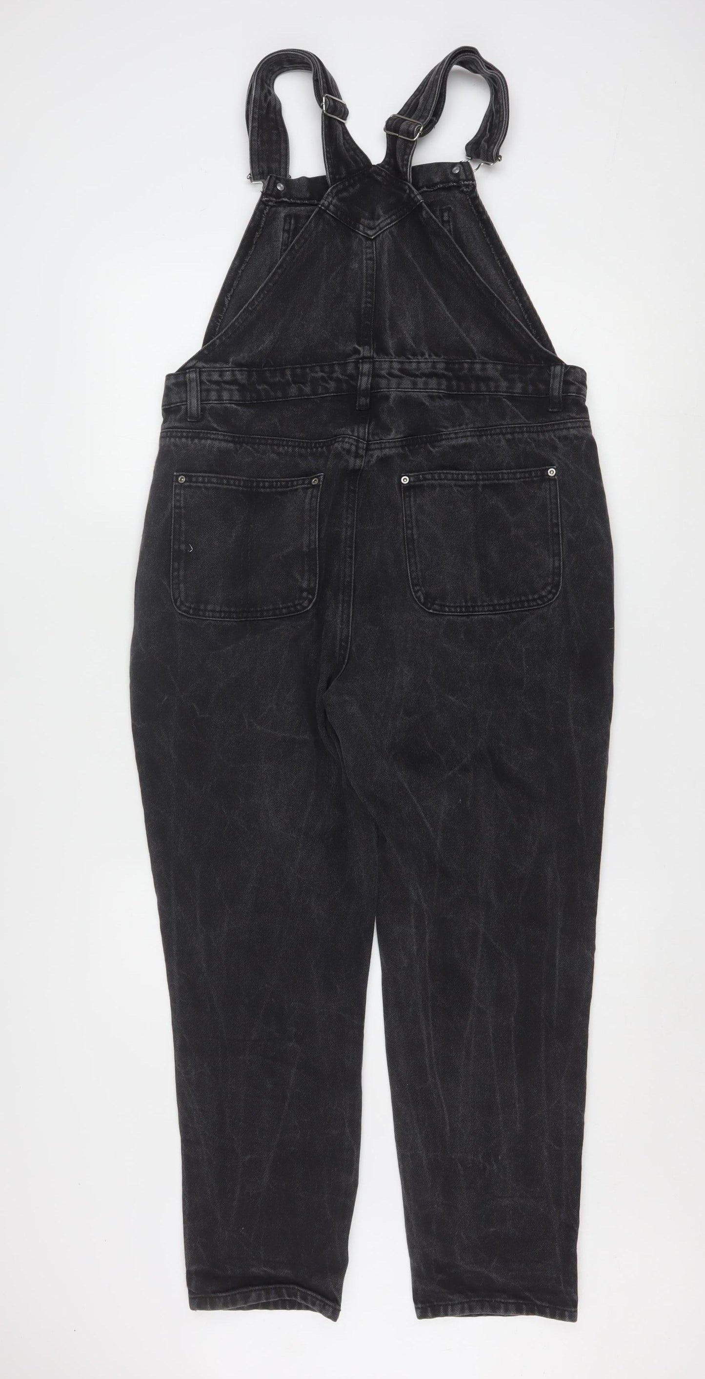 Boohoo Women’s Black Denim Dungaree Jumpsuit UK 14 Regular Fit