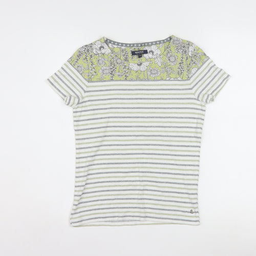 Maine New England Women’s Multicoloured Stripe Floral Cotton T-Shirt Size 10