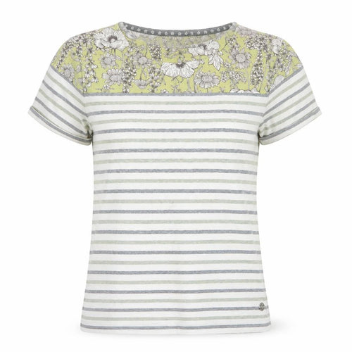 Maine New England Women’s Multicoloured Stripe Floral Cotton T-Shirt Size 10