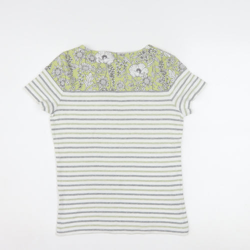 Maine New England Women’s Multicoloured Stripe Floral Cotton T-Shirt Size 10