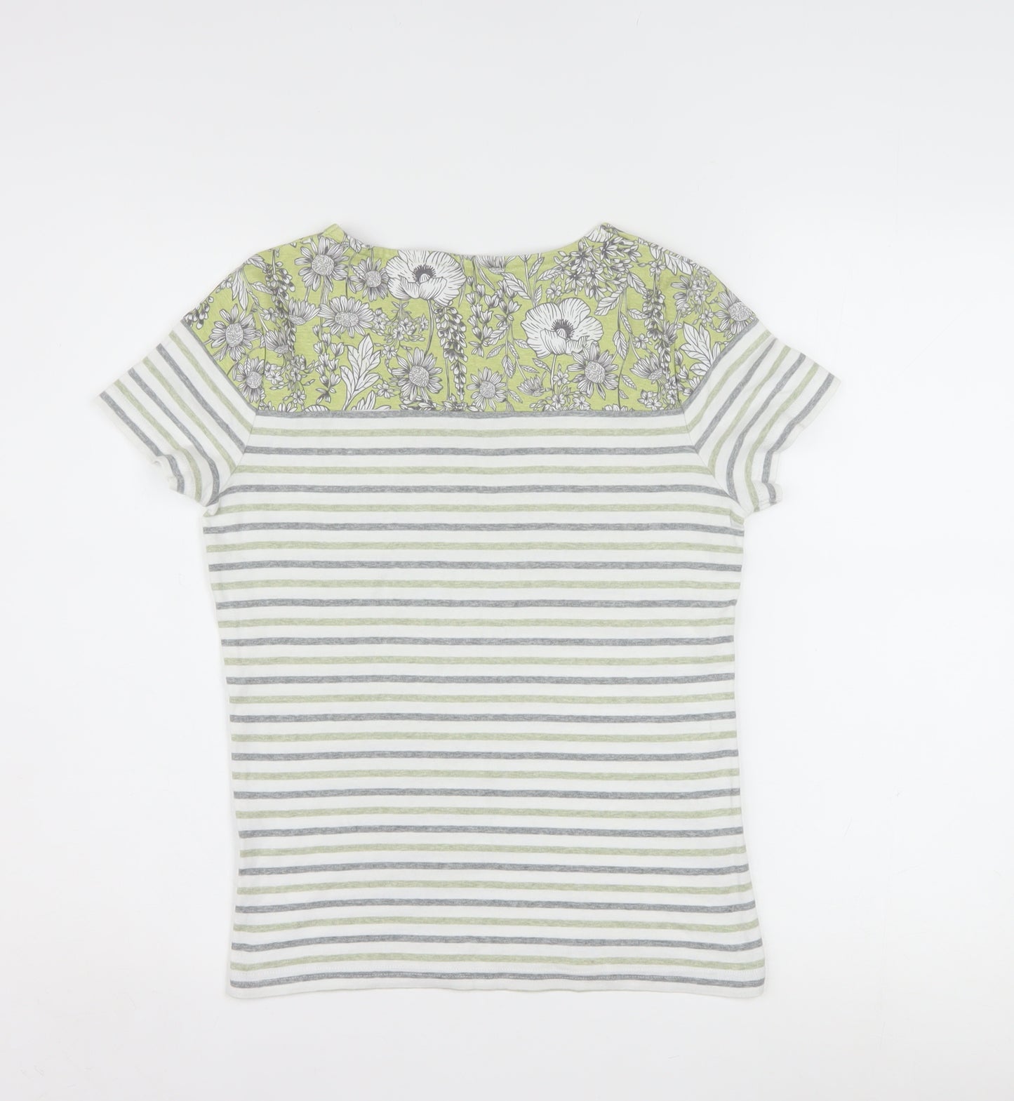 Maine New England Women’s Multicoloured Stripe Floral Cotton T-Shirt Size 10