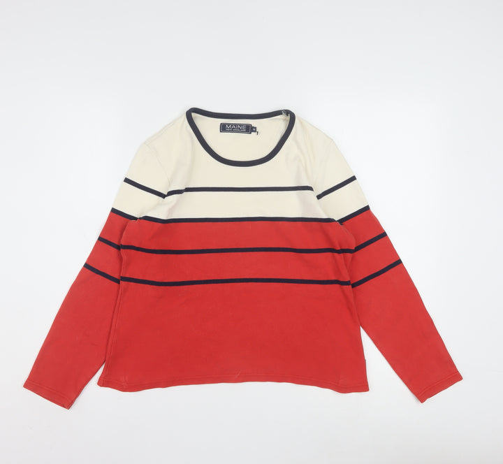 Maine New England Women’s Multicoloured Striped Cotton Long Sleeve T-Shirt Size 14