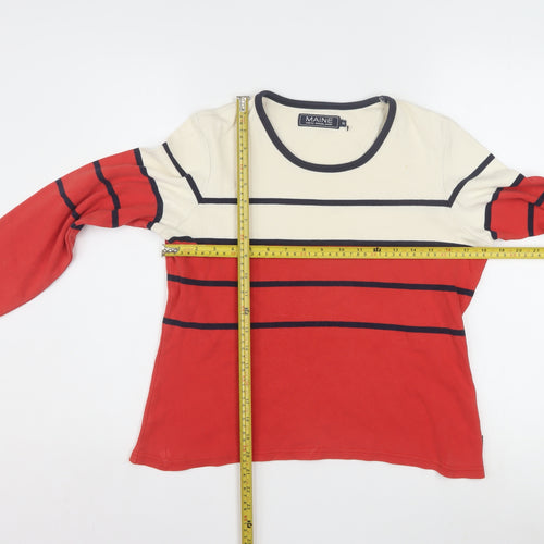 Maine New England Women’s Multicoloured Striped Cotton Long Sleeve T-Shirt Size 14