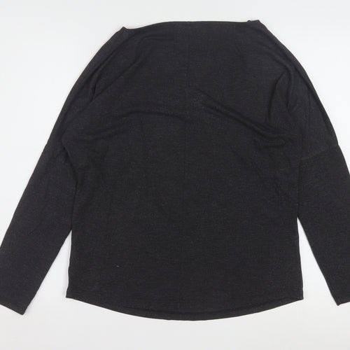 Next Womens Black Long Sleeve Star Rhinestone T-Shirt Size 12