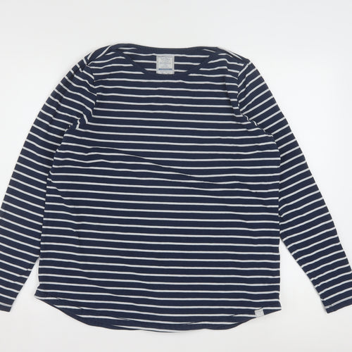 Fat Face Women's Blue Striped Long Sleeve Cotton T-Shirt Size 16