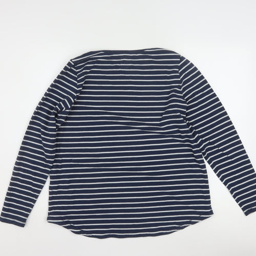 Fat Face Women's Blue Striped Long Sleeve Cotton T-Shirt Size 16