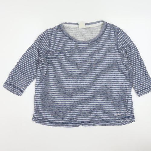 Weird Fish Women Blue Striped 3/4 Sleeve Cotton Jersey Top Size 12