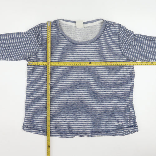 Weird Fish Women Blue Striped 3/4 Sleeve Cotton Jersey Top Size 12