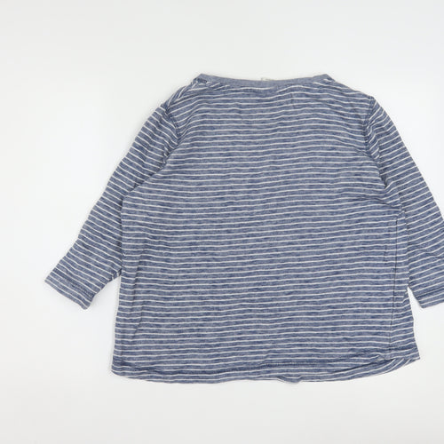 Weird Fish Women Blue Striped 3/4 Sleeve Cotton Jersey Top Size 12