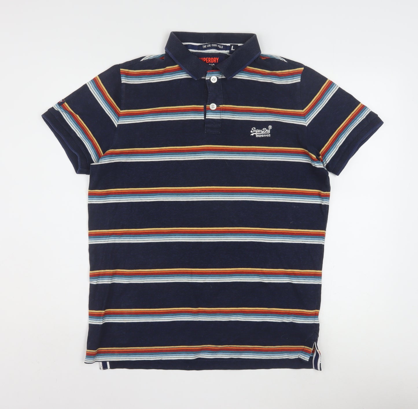 Superdry Men’s Blue Striped Classic Jersey Polo Shirt L