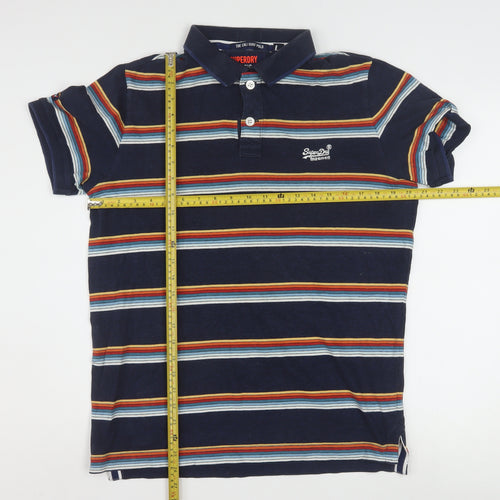 Superdry Men’s Blue Striped Classic Jersey Polo Shirt L