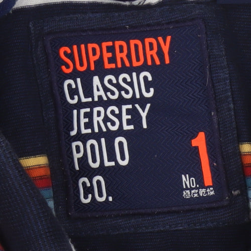 Superdry Men’s Blue Striped Classic Jersey Polo Shirt L