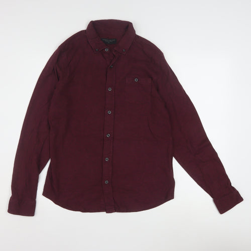 Authentic Casual Wear Men’s Red Button-Up Long Sleeve Shirt Medium