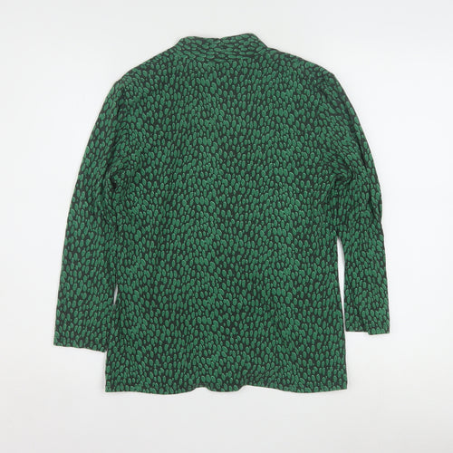 Hobbs Womens Green Geometric V-Neck Long Sleeve Tunic Blouse Size S
