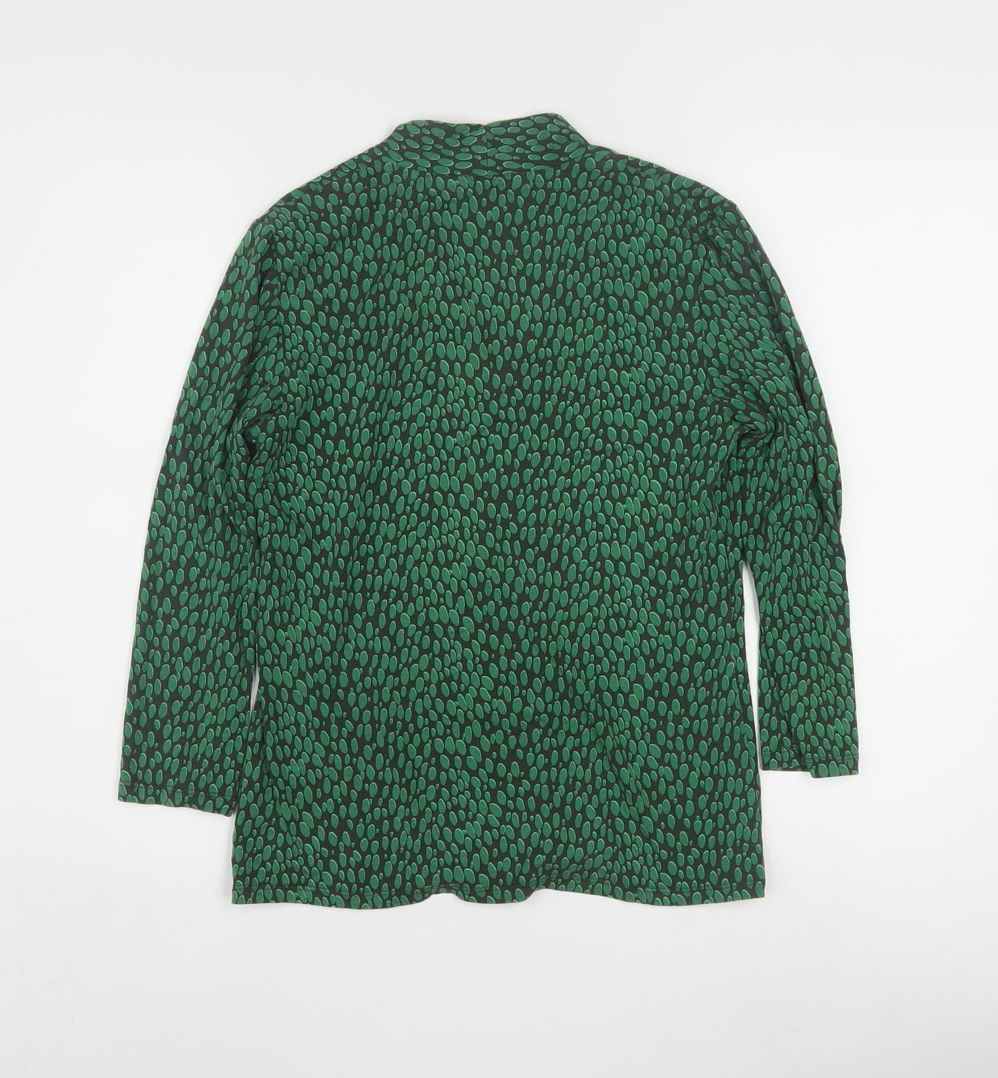 Hobbs Womens Green Geometric V-Neck Long Sleeve Tunic Blouse Size S