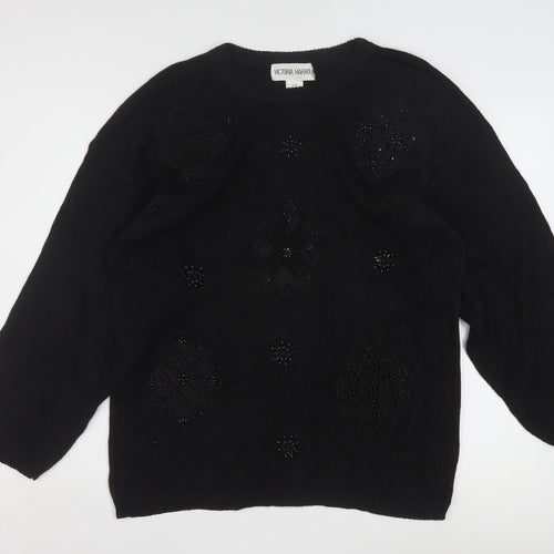 Victoria Harbour Women's Black Beaded Knit Jumper L