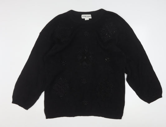 Victoria Harbour Women's Black Beaded Knit Jumper L