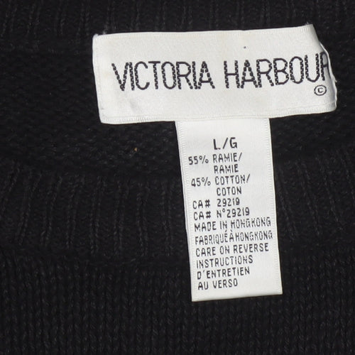 Victoria Harbour Women's Black Beaded Knit Jumper L
