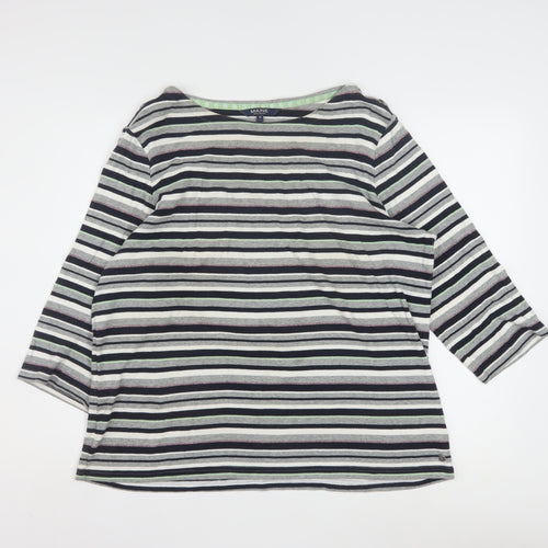 Maine New England Women’s Multicoloured Striped 3/4 Sleeve Cotton Top Size 20