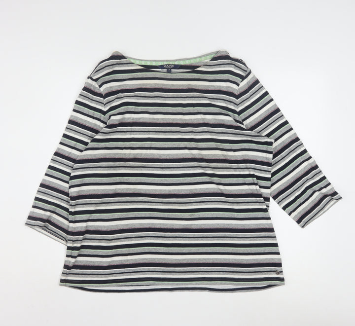 Maine New England Women’s Multicoloured Striped 3/4 Sleeve Cotton Top Size 20