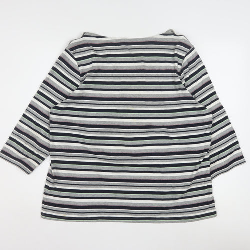 Maine New England Women’s Multicoloured Striped 3/4 Sleeve Cotton Top Size 20