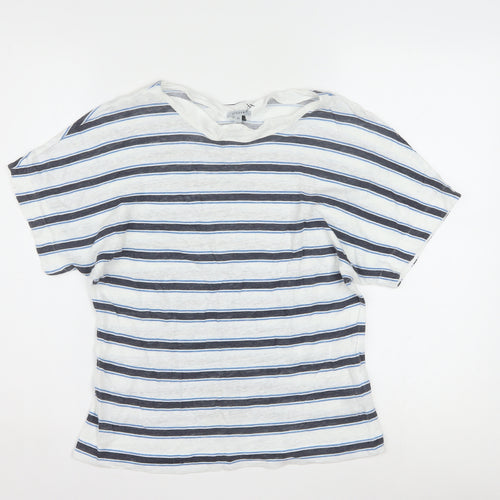 Jigsaw Women's Blue Striped Linen T-Shirt XS Relaxed Fit