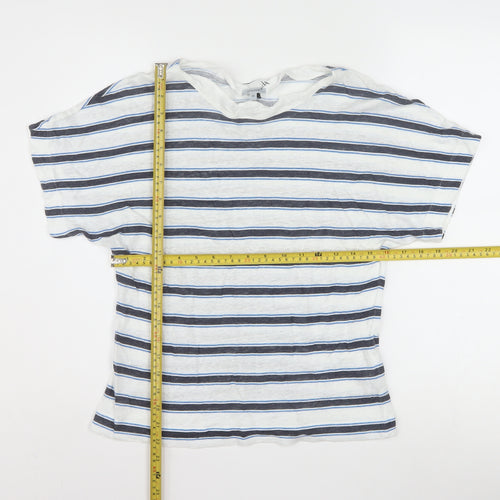 Jigsaw Women's Blue Striped Linen T-Shirt XS Relaxed Fit