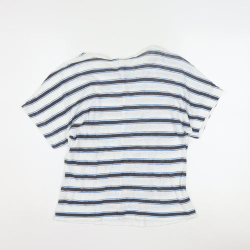 Jigsaw Women's Blue Striped Linen T-Shirt XS Relaxed Fit