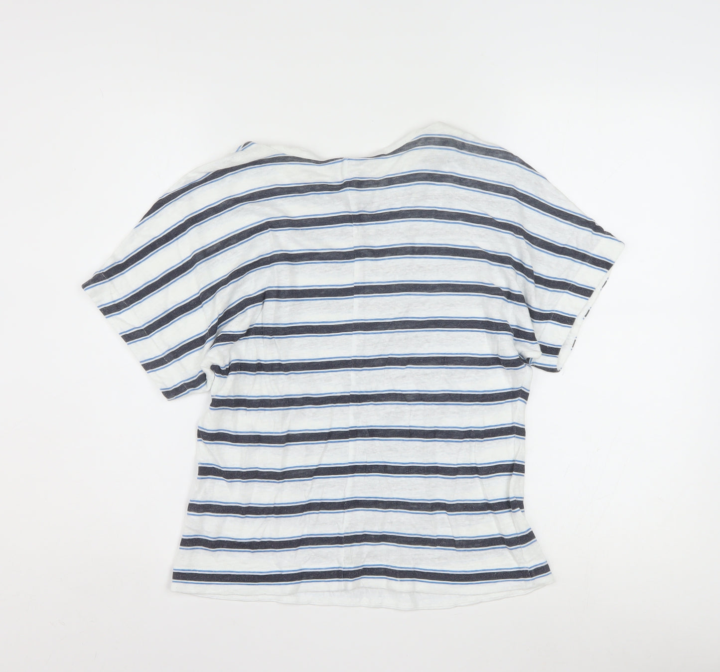 Jigsaw Women's Blue Striped Linen T-Shirt XS Relaxed Fit