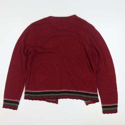 Koret Petites Red Floral Embroidered Knit Cardigan Women’s M Petite