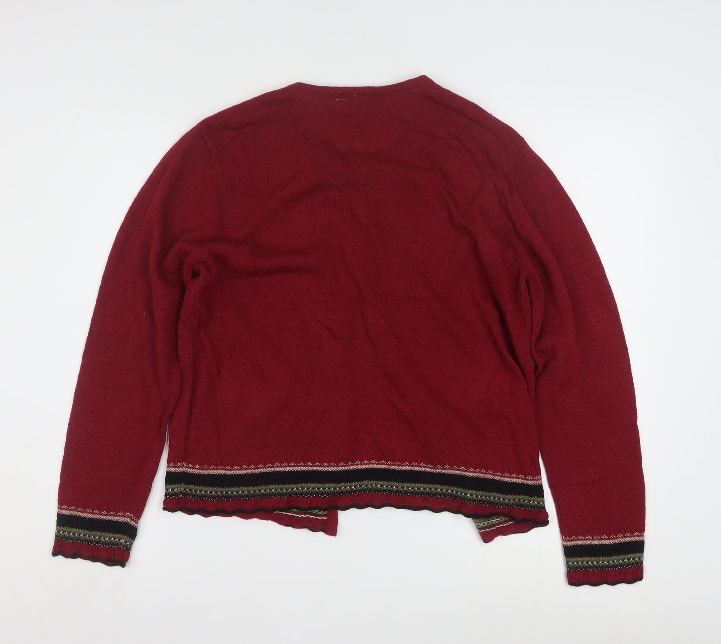 Koret Petites Red Floral Embroidered Knit Cardigan Women’s M Petite