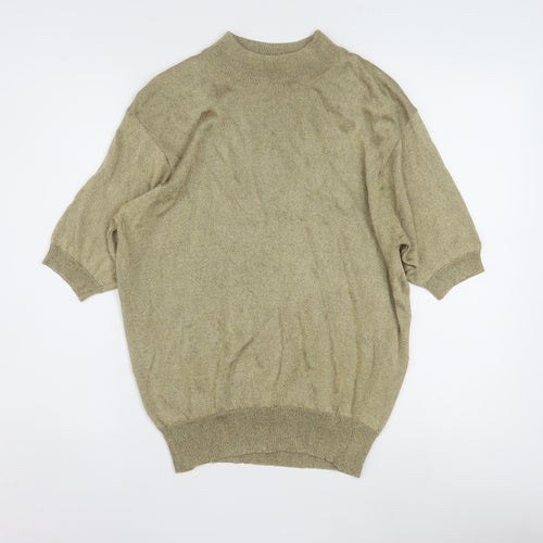 Pappagallo Women’s Beige Short Sleeve Knit Blouse L Rayon