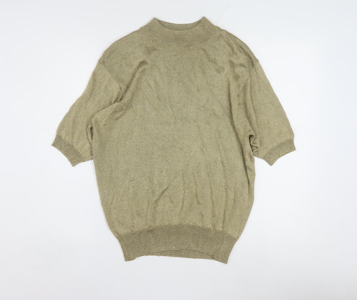 Pappagallo Women’s Beige Short Sleeve Knit Blouse L Rayon