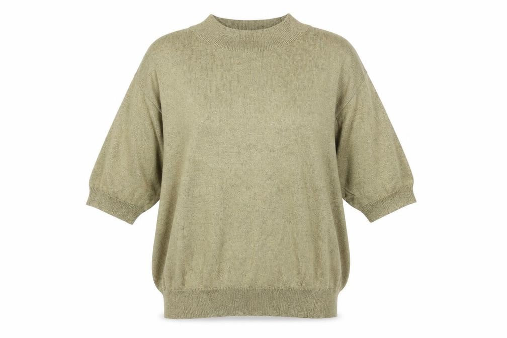 Pappagallo Women’s Beige Short Sleeve Knit Blouse L Rayon