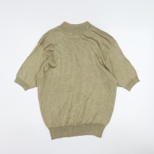 Pappagallo Women’s Beige Short Sleeve Knit Blouse L Rayon