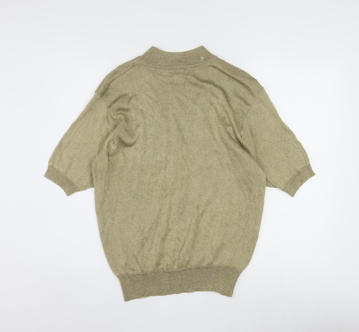 Pappagallo Women’s Beige Short Sleeve Knit Blouse L Rayon