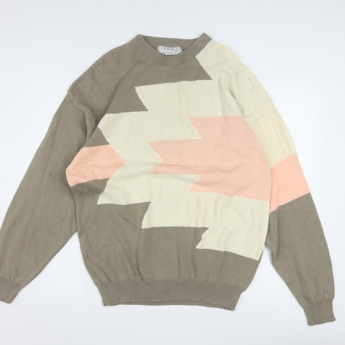 Classics by Caldwell Men's Beige Geometric Cotton Jumper L