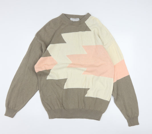 Classics by Caldwell Men's Beige Geometric Cotton Jumper L