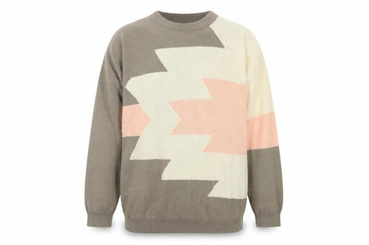 Front view of Classics by Caldwell Men's Beige Geometric Cotton Jumper L