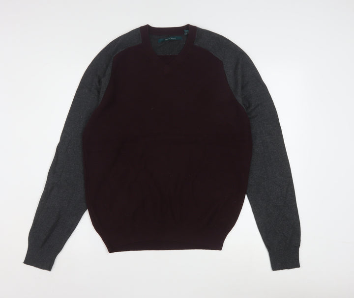 Perry Ellis Men's Multicoloured V-Neck Cotton Blend Jumper Size M