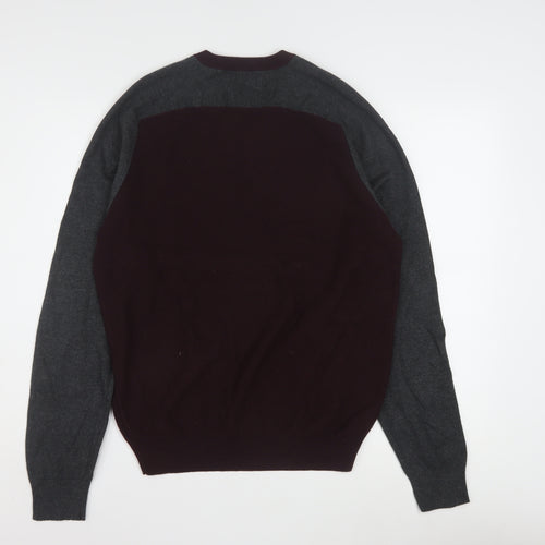 Perry Ellis Men's Multicoloured V-Neck Cotton Blend Jumper Size M