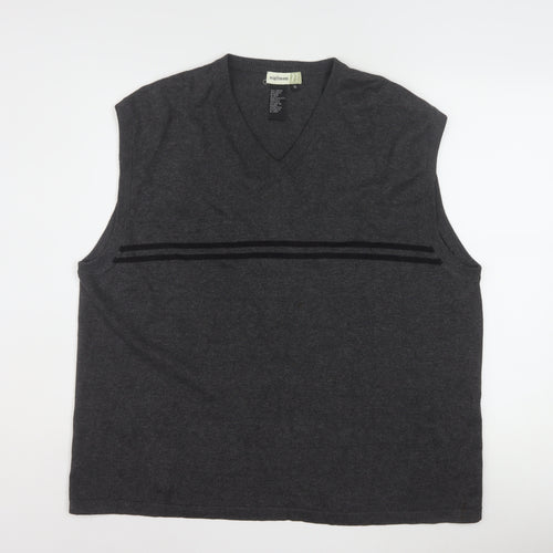 Eighteen Men's Grey Cotton V-Neck Sleeveless Vest XL