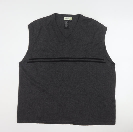 Eighteen Men's Grey Cotton V-Neck Sleeveless Vest XL