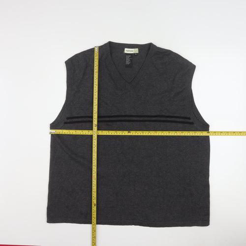 Eighteen Men's Grey Cotton V-Neck Sleeveless Vest XL