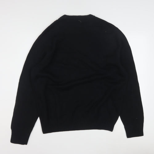 Dockers Men Black Check Cotton Crew Neck Pullover Jumper L