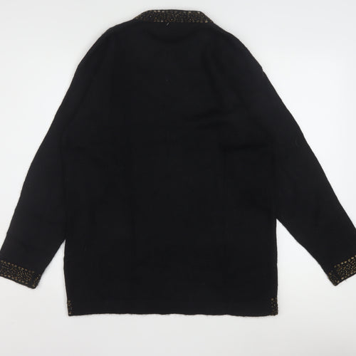 Nonpareil Women's Black Acrylic Cardigan Small Embellished Trim